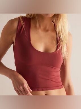 Free People Intimately Clean Lines Muscle Cami Dark Red Size XS/S